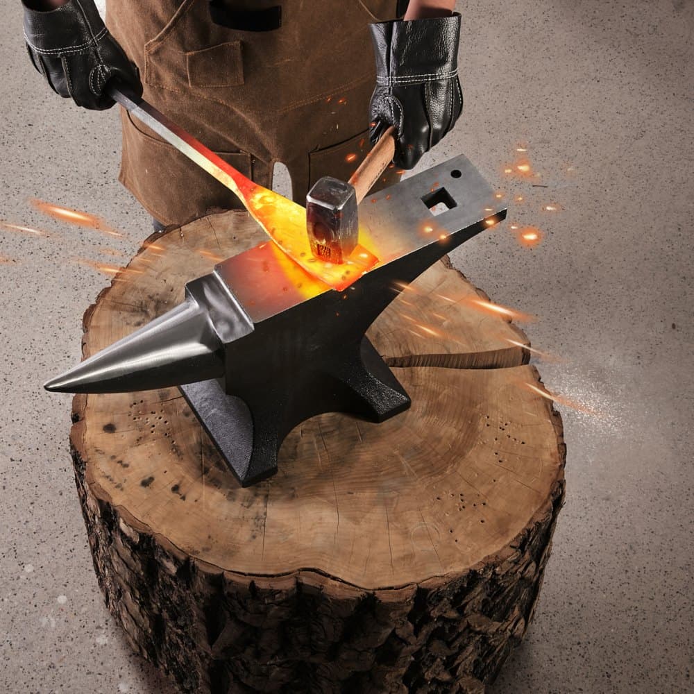 Jednorohová nákova, nákova z liatej ocele s hmotnosťou 110 libier, vysoko tvrdá robustná okrúhla rohová nákova pre kováčov, s veľkou doskou a stabilnou základňou, nástroj na ohýbanie, tvarovanie a krútenie kovov