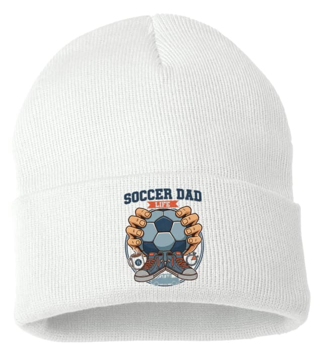 Zimná čiapka Život Soccer Dad Káva, kopačky, stopky a minivan