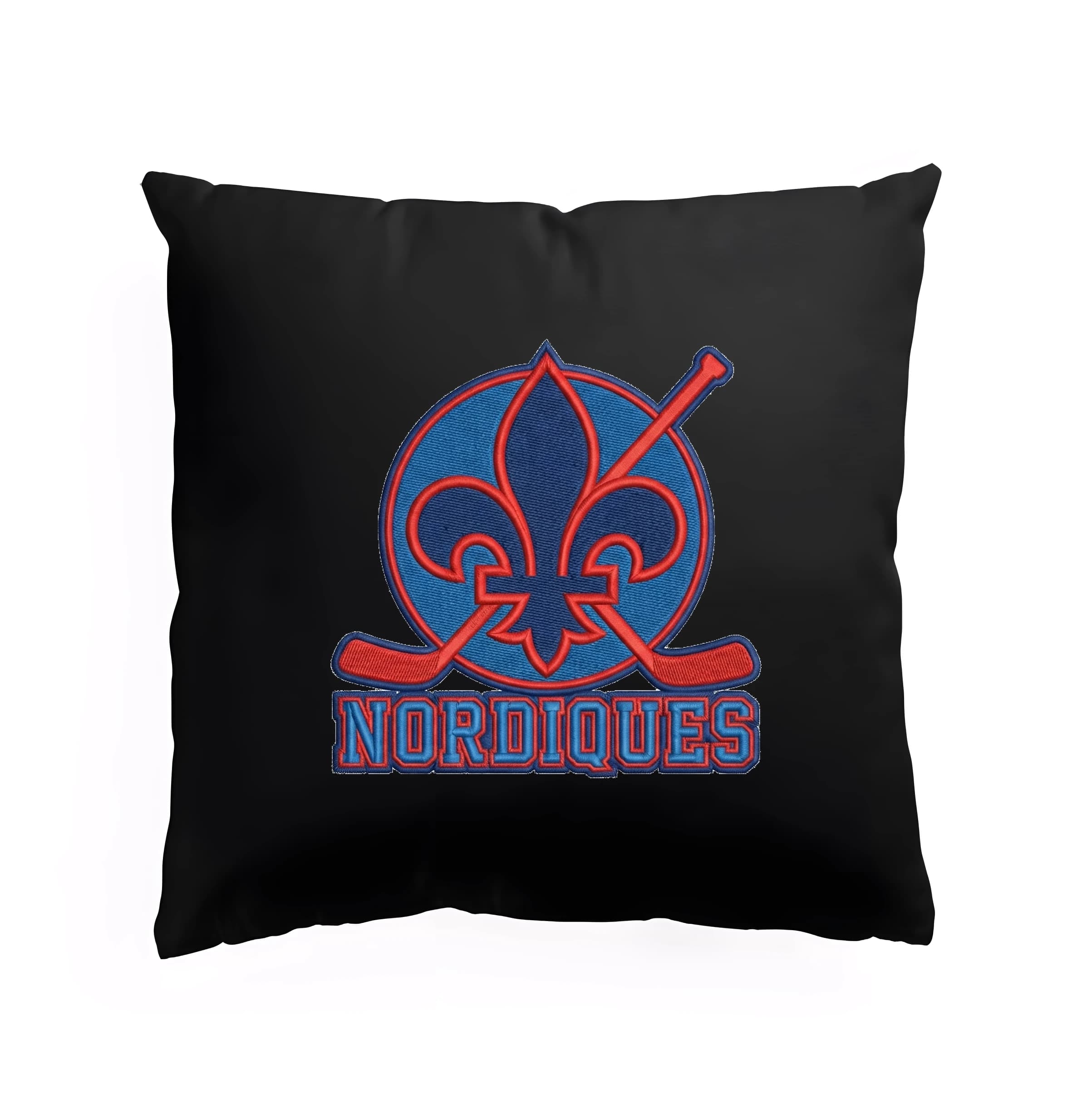 Vankúš Nordiques Fleur-de-lis v kráľovskej modrej a ohnivej červenej