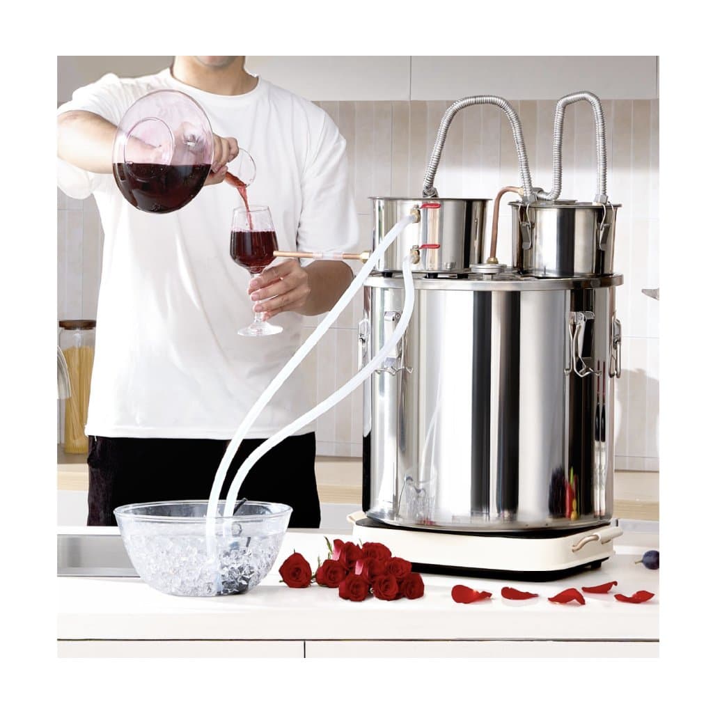 Destilátor na neperlivú vodu Moonshine s objemom 13,2 galóna s Thumper sudom a vodným čerpadlom