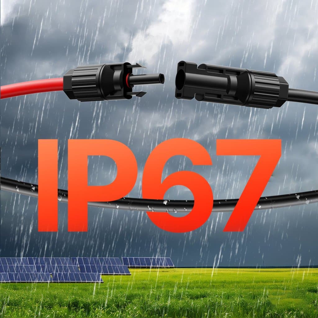 Predlžovací kábel pre solárne panely 15,24 m/50 stôp s konektormi 6 mm²/10 AWG (samica a samec), 1 pár