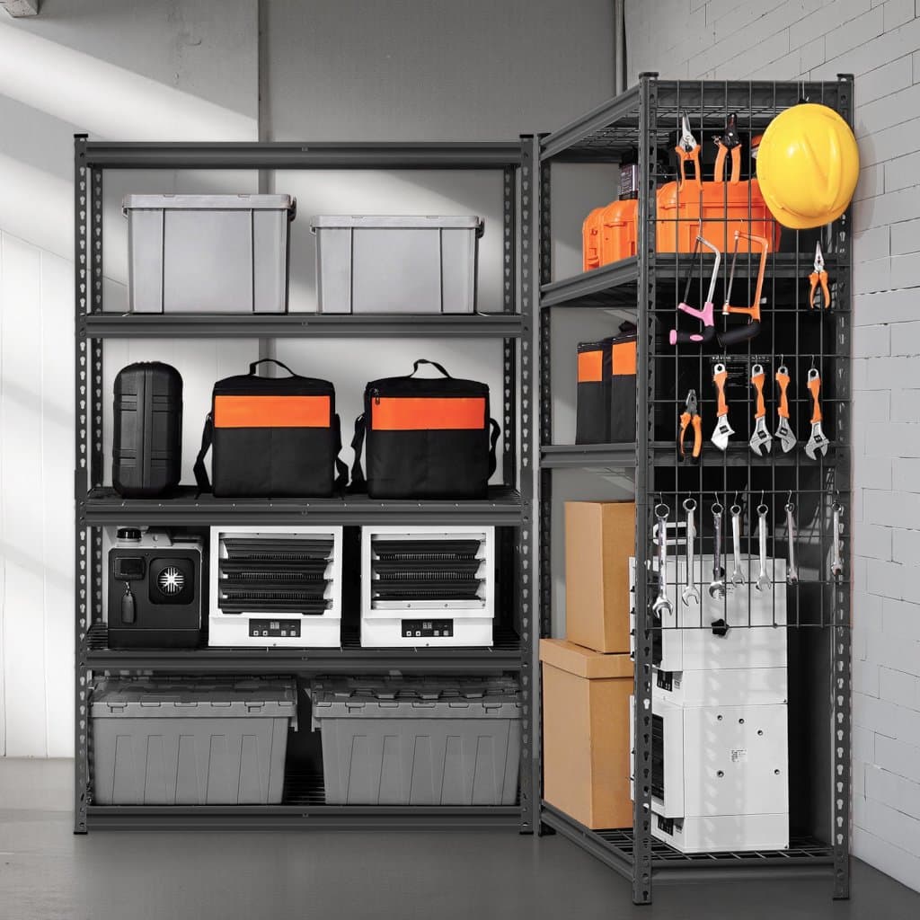 Skladové regály, 5-úrovňové nastaviteľné garážové regály pre vysoké zaťaženie, 2500 libier