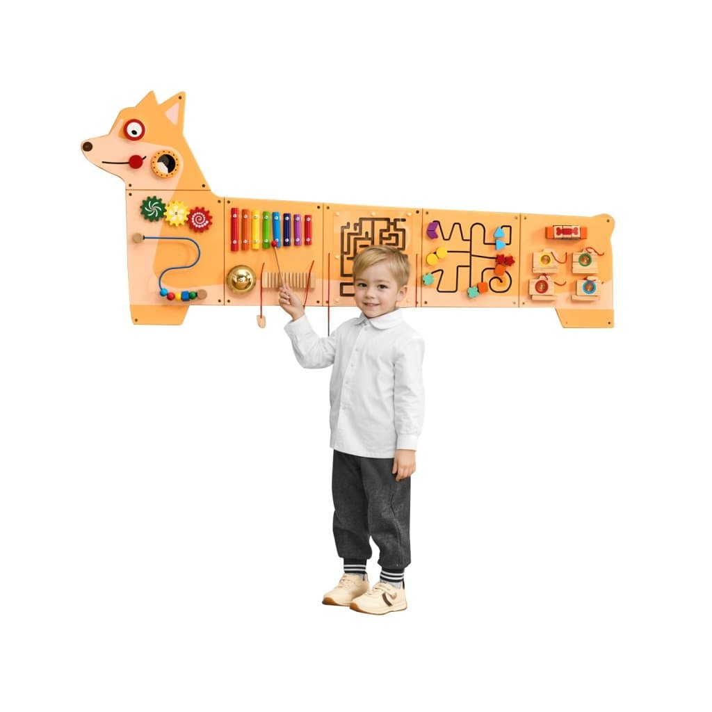 Aktivitná stena pre šteniatka, nástenné panely s 12 senzorickými aktivitami