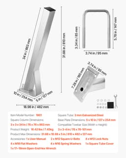 Držiak navijaka pre loď s U-skrutkami pre oje prívesu s rozmermi 76 mm Š x 76-101 mm V - miniatúra 11