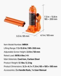 Hydraulický zdvihák fľaše, vysoký zdvihák 4 tony (8818,4 libier) - autoservis - miniatúra 11