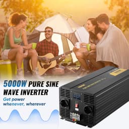 Čistý sínusový invertorový menič výkonu 5000W DC12V na AC230V menič s LCD displejom - miniatúra 5