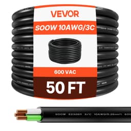 50 FT (15,24 m) 10AWG (6 mm²) prémiový elektrický napájací kábel, medený predlžovací kábel - miniatúra 2