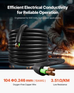 50 FT (15,24 m) 10AWG (6 mm²) prémiový elektrický napájací kábel, medený predlžovací kábel - miniatúra 6