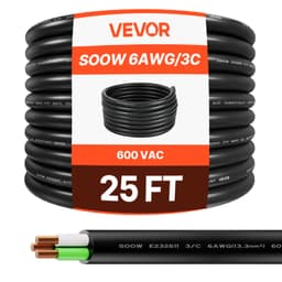 25 FT (7,62 m) 6AWG (16 mm²) prémiový elektrický napájací kábel, predlžovací kábel, medený drôt - miniatúra 2