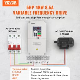 VFD 5HP 4KW 8,5A 3-fázový AC 380V vstup na 3-fázový 0-380V výstup 0-2000Hz - miniatúra 6