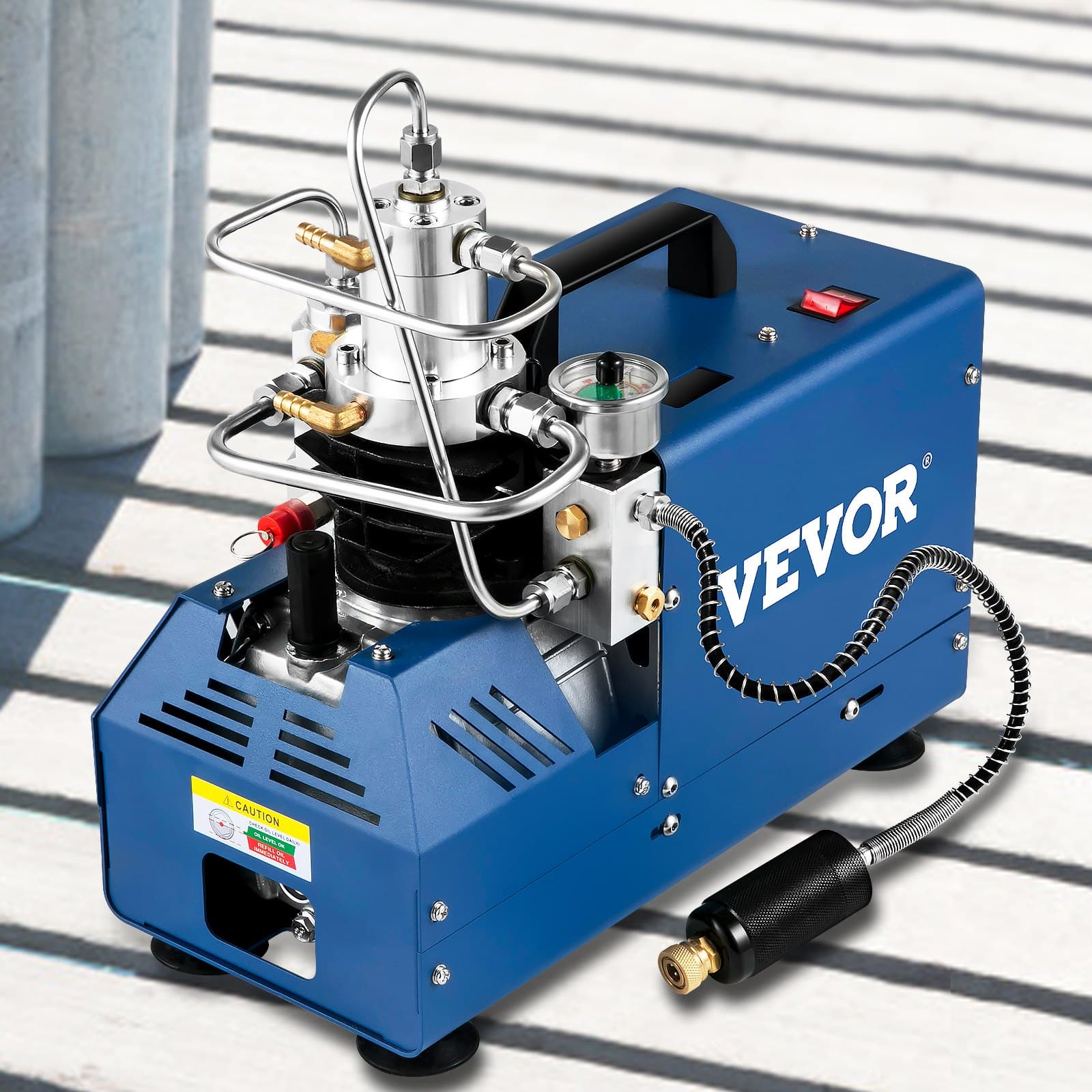 Vysokotlakový kompresor, vysokotlakový vzduchový kompresor 4500 PSI/30 MPA/300 BAR, kompresor s automatickým zastavením 1800 W 220 V pre vzduchovku vhodný pre paintballovú vzduchovku, PCP pušku, vzduchovku, potápačskú fľašu
