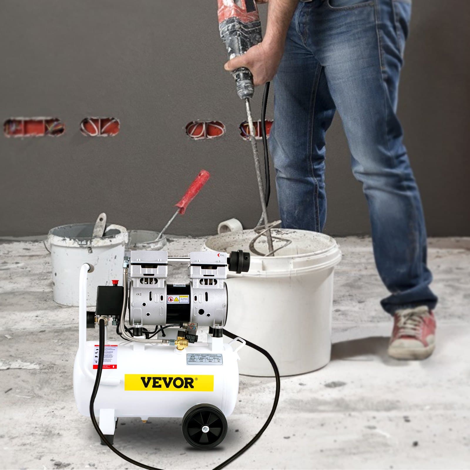 Vzduchový kompresor, nádrž na vzduchový kompresor s objemom 18 l/4 galónov, prenosná bezolejová súprava vzduchového kompresora 1,1 HP 850 W do garáže, ultra tichý, 115 PSI, 5,9 CFM, 1440 ot./min., na hustenie pneumatík, rekonštrukciu domu, pneumatické náradie