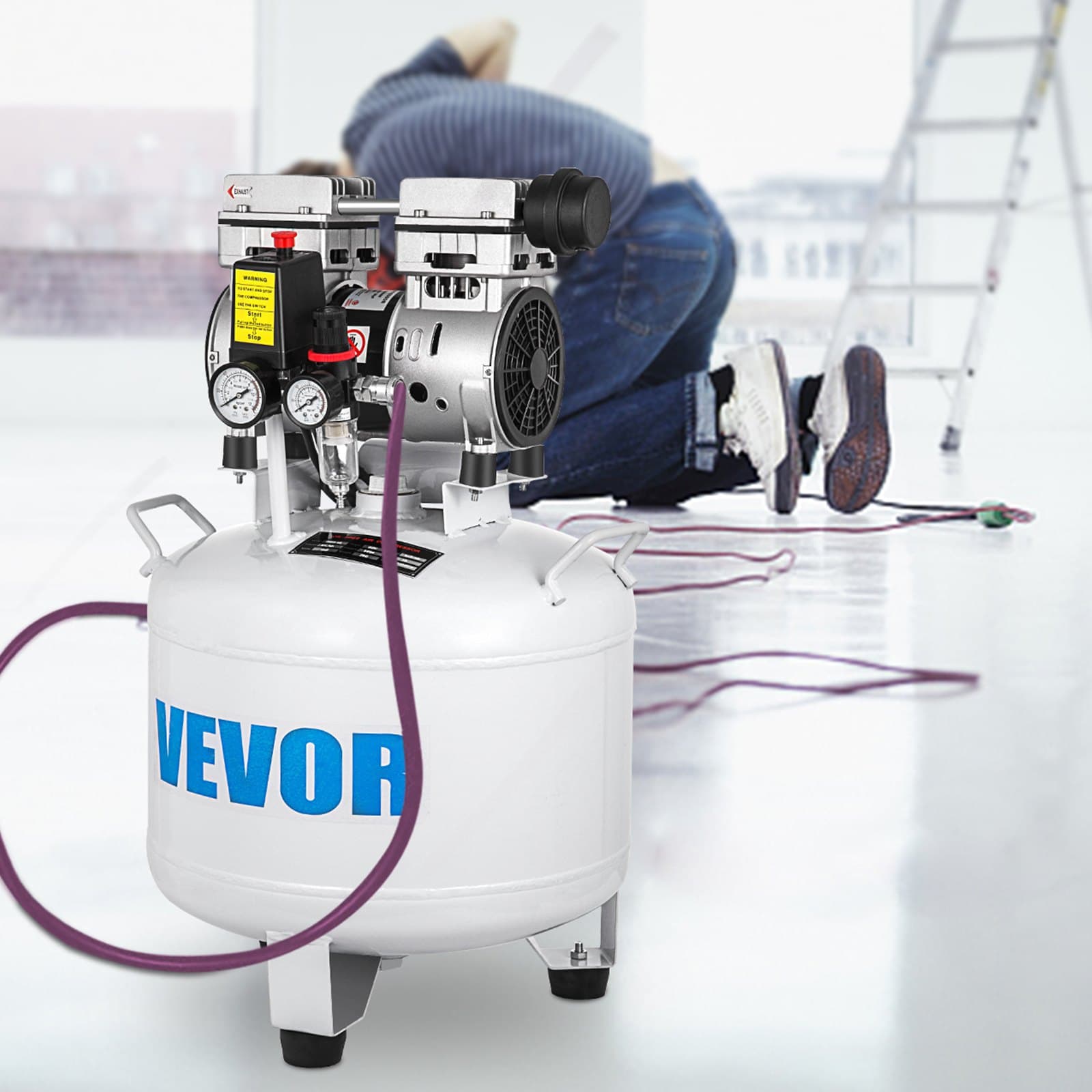 Vertikálny vzduchový kompresor 8,8 galóna, ultra tichý bezolejový vzduchový kompresor, 40 l nádrž, tichý vzduchový kompresor 850 W, bezolejový kompresor s nízkou hlučnosťou