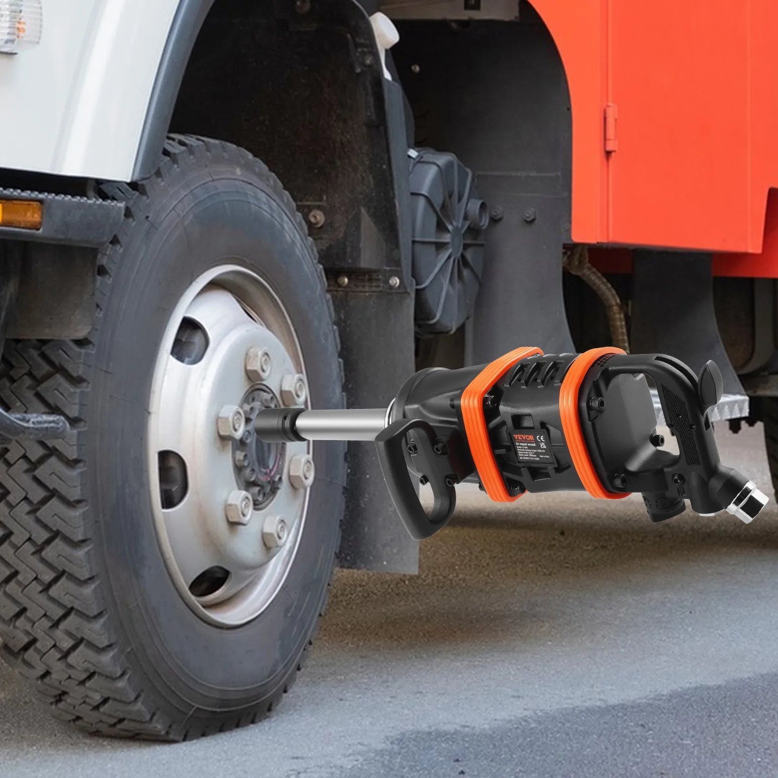 Pneumatický rázový uťahovák 2,5 cm, s krútiacim momentom až 7016,37 N·m, Beast, pneumatická rázová pištoľ s reverzným krútiacim momentom a 20 cm predĺženou nákovkou na opravy a údržbu ťažkých strojov / návesov / autobusov