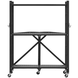 3-úrovňový skladací úložný regál s kolieskami, kovový, 28 x 13 x 36 palcov - miniatúra 12