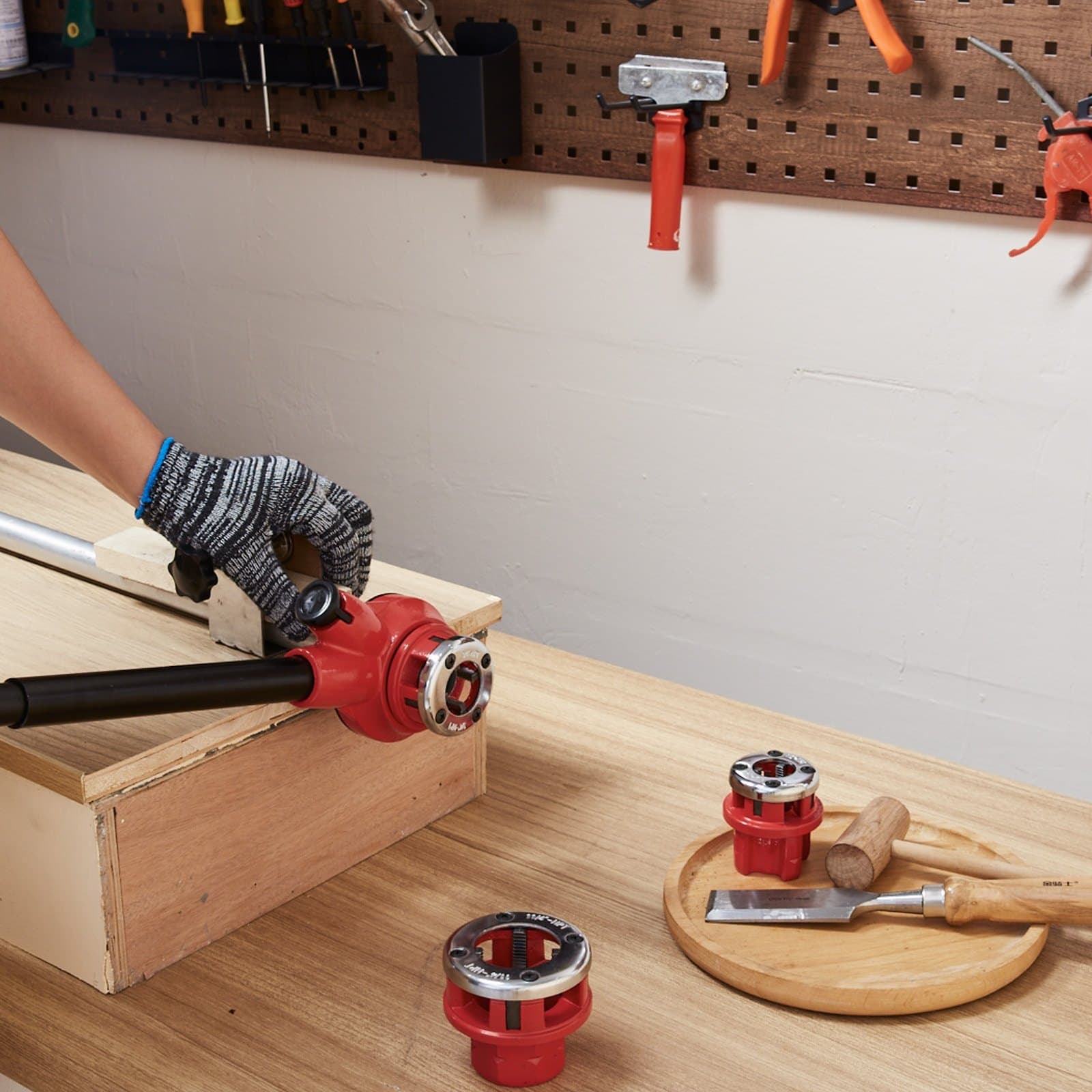 Sada račňových závitníkov na rúry, ručný račňový závitník na rúry 1/2" NPT, 3/4" NPT, 1" NPT, prenosná sada závitovacích nástrojov s 3 ks NPT závitových čeľustí, úložné puzdro na pozinkované hliníkové, liatinové a medené rúry