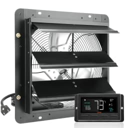 Ventilátor s klapkou, 356 mm s regulátorom teploty a vlhkosti, EC motor, 1024 CFM, nastaviteľná rýchlosť, nástenný ventilátor do podkrovia, vetranie a chladenie pre skleníky, garáže, prístrešky - miniatúra 2