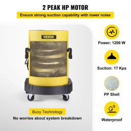 Mokro-suchý vysávač, 20,1 l, 2 Peak HP, prenosný dielenský vysávač 4 v 1 s funkciou fúkania a striekania, diaľkové ovládanie, HEPA a špongiová filtrácia, 5 kief do domácnosti, do auta - miniatúra 9