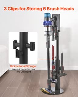 Stojan na vysávač, kompatibilný s Dyson V7 V8 V10 V11 V12 V15 SV10 SV12 SV14 SV18 SV21 zvislými vysávačmi a príslušenstvom, stabilný držiak na stojan s 3 sponami a nastaviteľnou výškou. - miniatúra 9