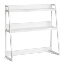 Stolový úložný regál, 2-úrovňový organizér na stôl, kancelársky úložný regál na stôl s rozmermi 94,6 cm x 32,6 cm x 89,4 cm, polica na vystavenie vecí, stolový úložný regál s protišmykovými nožičkami, do kancelárie, domácnosti a internátu, biely - miniatúra 4