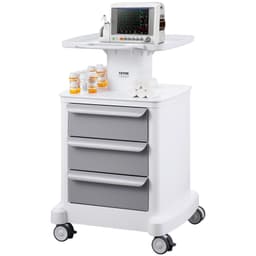 Laboratórne vozíky so 4 úrovňami, laboratórny úžitkový vozík s 3 zásuvkami a 1 horným podnosom, mobilný zdravotnícky vozík z ABS materiálu, laboratórny vozík na kolieskach so 4 tichými kolieskami pre laboratórium, kliniku, nemocnicu, salón, biely - miniatúra 3