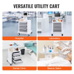 Laboratórne vozíky so 4 úrovňami, laboratórny úžitkový vozík s 3 zásuvkami a 1 horným podnosom, mobilný zdravotnícky vozík z ABS materiálu, laboratórny vozík na kolieskach so 4 tichými kolieskami pre laboratórium, kliniku, nemocnicu, salón, biely - miniatúra 10