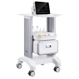 Laboratórne vozíky s 2 úrovňami, laboratórny úžitkový vozík s 1 zásuvkou a 1 horným podnosom, mobilný zdravotnícky vozík z ABS materiálu, laboratórny vozík na kolieskach so 4 tichými kolieskami pre laboratórium, kliniku, nemocnicu, salón, biely - miniatúra 2
