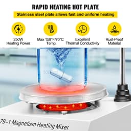 Laboratórna magnetická miešačka s horúcou platňou 1 l, regulácia otáčok, magnetická miešačka 25 W - miniatúra 7