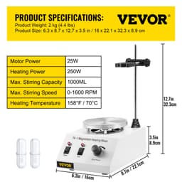 Laboratórna magnetická miešačka s horúcou platňou 1 l, regulácia otáčok, magnetická miešačka 25 W - miniatúra 11