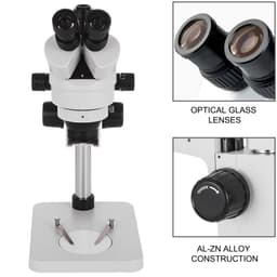 Stereomikroskop 3,5X-90X s otočným trinokulárnym stereomikroskopom a stĺpikovým stojanom, 360° - miniatúra 6