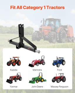 3-bodové ťažné zariadenie s 2-palcovým prijímačom, 3-bodové rýchloupínacie zariadenie pre traktory kategórie 1, nosnosť 1366 kg, adaptér na ťažnú tyč, kompatibilné s traktormi Kubota, Mahindra, Ford, Yanmar, John Deere - miniatúra 6