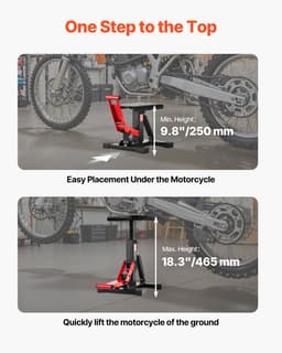 Zdvíhací stojan na motocykel, zdvíhací stojan na motocykel s nosnosťou 1200 libier a hydraulickým zdvihom, nastaviteľná výška zdvíhacieho stola 9,8"-18,3" na opravu, údržbu motocykel, príslušenstvo pre motocykel - miniatúra 8