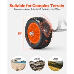 Vozík na kajak, nosnosť 68,0 kg, vozík na paddleboard s 25,4 cm plnými gumovými pneumatikami a stojanmi, nosič paddleboardu s račňovým popruhom na prepravu paddleboardu a surfboardu - miniatúra 7