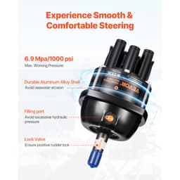 Súprava hydraulického riadenia pre prívesný motor s výkonom 90 HP, hydraulický riadiaci systém pre námorné lode s 13,5-palcovým volantom, kormidlovým čerpadlom, hydraulickým valcom a 2 ks 26-stopových hadíc pre jednomotorové lode s jednou stanicou - miniatúra 7