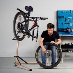 Stojan na opravu bicyklov, 38 kg ťažký pracovný stojan na bicykel s nastaviteľnou výškou 106,3 – 149,8 cm a magnetickým zásobníkom na náradie, skladací stojan na údržbu bicyklov, obchod s domácimi mechanikmi pre horské a cestné bicykle - miniatúra 1