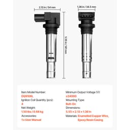 Sada zapaľovacích cievok, sada 4 kusov, kompatibilná s vozidlami Audi A1, A3, Seat Alhambra, Altea, Cordoba, Ibiza, Leon, Toledo, Volkswagen Golf, Polo, Tiguan, Vento, pre Audi 1.4T 1.8T 1.6L, Volkswagen 1.4L 1.6L - miniatúra 11