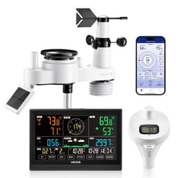 7-v-1 Wi-Fi meteorologická stanica s aplikáciou, 190,5 mm displej, bezdrôtový solárny vonkajší senzor, s bazénovým teplomerom, zrážkomerom, pre vnútorné a vonkajšie použitie na predpoveď počasia, rýchlosť vetra, teplota bazéna - miniatúra 2