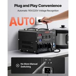 Transformátor s automatickým meničom napätia, 3000VA, vysokovýkonný zvyšujúci/znižujúci transformátor, 110 V na 220 V a 220 V na 110 V, s 3 zásuvkami pre USA, 3 zásuvkami pre EÚ, LCD displej, ochrana ističom - miniatúra 8