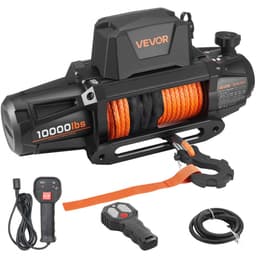 Elektrický navijak, nosnosť 4500 kg, 12V DC navijak pre nákladné vozidlá so syntetickým lanom Φ8,9 mm x 27,4 m, bezdrôtové a káblové diaľkové ovládanie, vodotesný IP67 na ťahanie terénneho SUV, jeepu, prívesu, lode - miniatúra 2