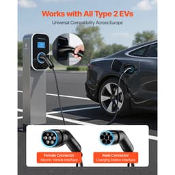 Predlžovací kábel pre nabíjačku elektromobilov, 16 Amp 10 m Max. 11 kW predlžovací kábel kompatibilný so všetkými nabíjačkami elektromobilov typu 2, 3-fázový AC 480 V 50 Hz IP65 odolný nabíjací kábel do auta s prenosným puzdrom - miniatúra 6