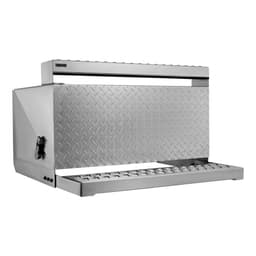 Skrinka na náradie pre návesy, 790 x 770 x 485 mm, odolná hliníková skrinka na náradie s diamantovým plechom, vodotesná úložná skrinka s nástupným schodíkom do kabíny s tlmiacou západkou pre plošinové návesy, žeriavy a návesy - miniatúra 3