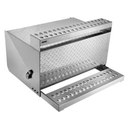 Skrinka na náradie pre návesy, 790 x 770 x 485 mm, odolná hliníková skrinka na náradie s diamantovým plechom, vodotesná úložná skrinka s nástupným schodíkom do kabíny s tlmiacou západkou pre plošinové návesy, žeriavy a návesy - miniatúra 2