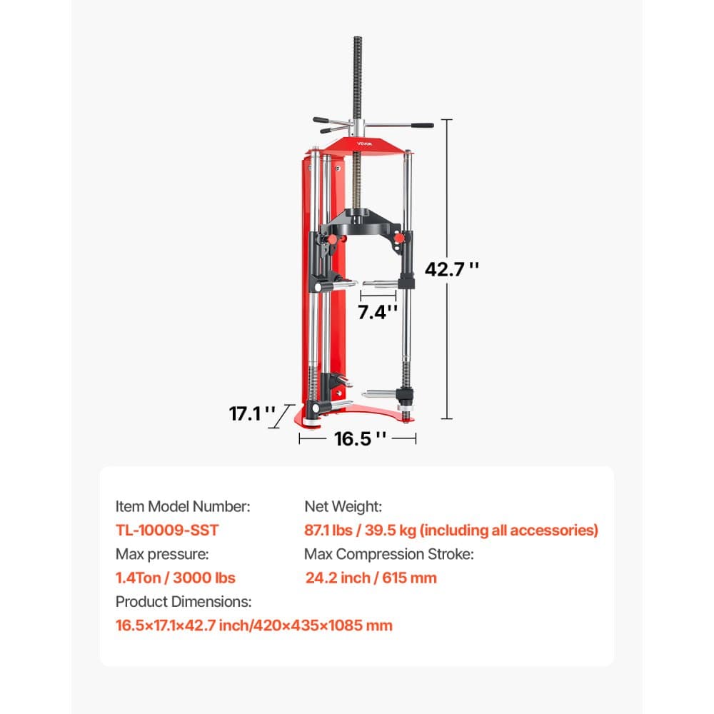 Stlačovač pružín tlmičov, 4-úrovňové nastavenie, s všestrannými možnosťami montáže a viacúčelovými hákmi na stláčanie vinutých pružín do 13 600 kg, vhodný pre SUV, nákladné vozidlá, pickupy
