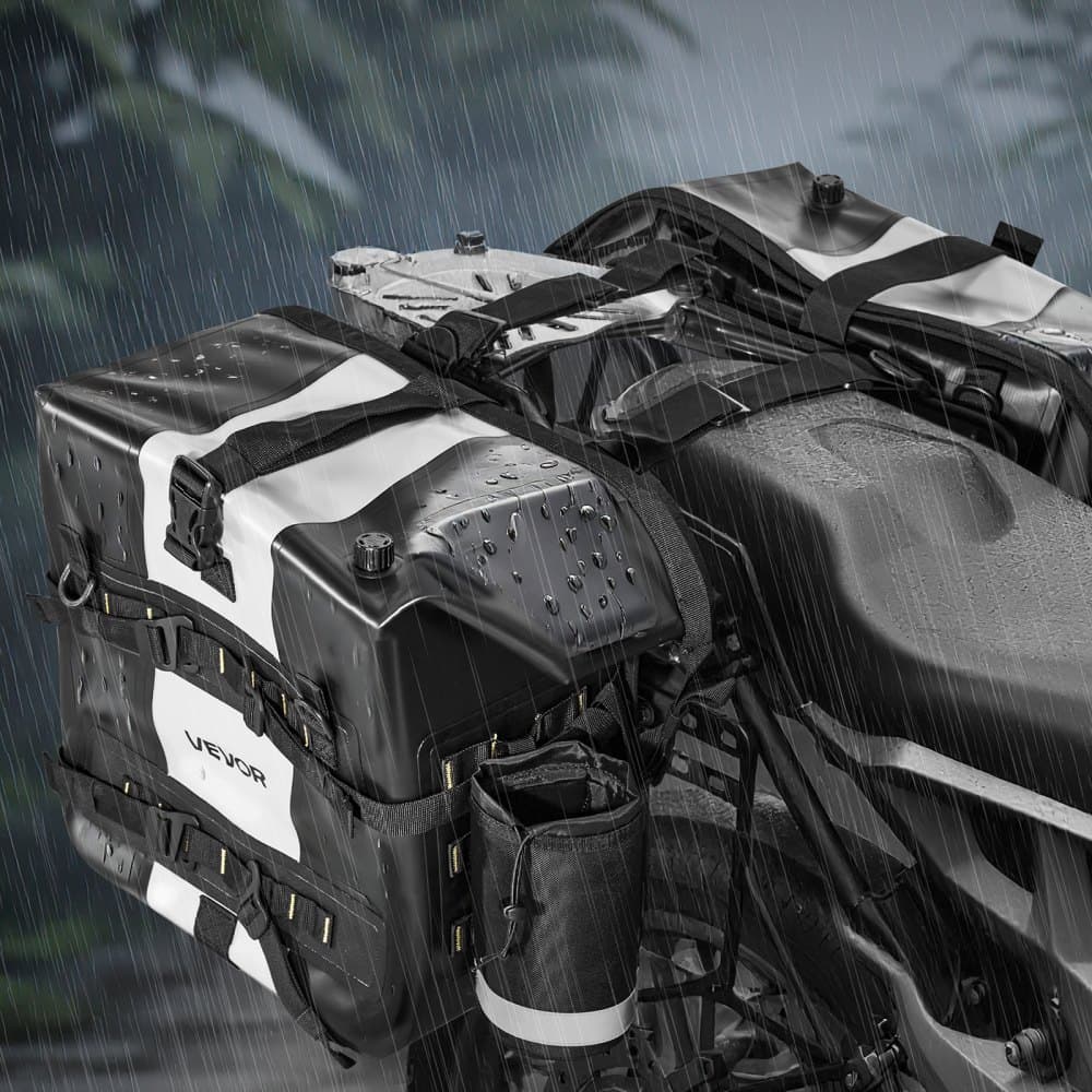 Brašňa na motocykel, 56 l (28 l x 2), bočná brašňa na sedlo s veľkou kapacitou, kompatibilná s väčšinou motocyklov, vodeodolná tkanina, úložný priestor na batožinu pre motorku v exteriéri s odnímateľnou vnútornou taškou, čierna