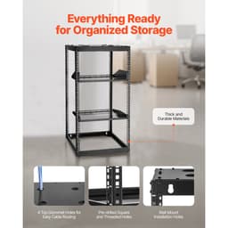 20U sieťový rack s otvoreným rámom, hĺbka 585 mm, nástenný alebo stojaci serverový rack, odolný 4-stĺpový, s vetranými policami a montážnym hardvérom, pojme všetky vaše sieťové IT zariadenia, AV zariadenia. - miniatúra 9