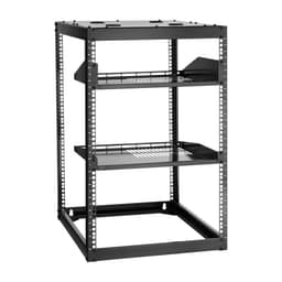 16U sieťový rack s otvoreným rámom, hĺbka 585 mm, nástenný alebo stojaci serverový rack, odolný 4-stĺpový, s vetranými policami a montážnym hardvérom, pojme všetky vaše sieťové IT zariadenia, AV zariadenia. - miniatúra 5