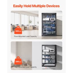 16U sieťový rack s otvoreným rámom, hĺbka 585 mm, nástenný alebo stojaci serverový rack, odolný 4-stĺpový, s vetranými policami a montážnym hardvérom, pojme všetky vaše sieťové IT zariadenia, AV zariadenia. - miniatúra 6