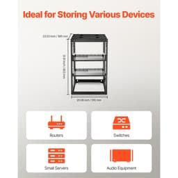 16U sieťový rack s otvoreným rámom, hĺbka 585 mm, nástenný alebo stojaci serverový rack, odolný 4-stĺpový, s vetranými policami a montážnym hardvérom, pojme všetky vaše sieťové IT zariadenia, AV zariadenia. - miniatúra 8