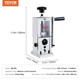 Ručný odizolovací stroj, odizolovač medených drôtov 1,5 mm – 40 mm s pohonom ručnou kľukou alebo vŕtačkou, viditeľná referencia hĺbky odizolovania, prenosný hliníkový rám na odizolovanie medeného šrotu - miniatúra 1