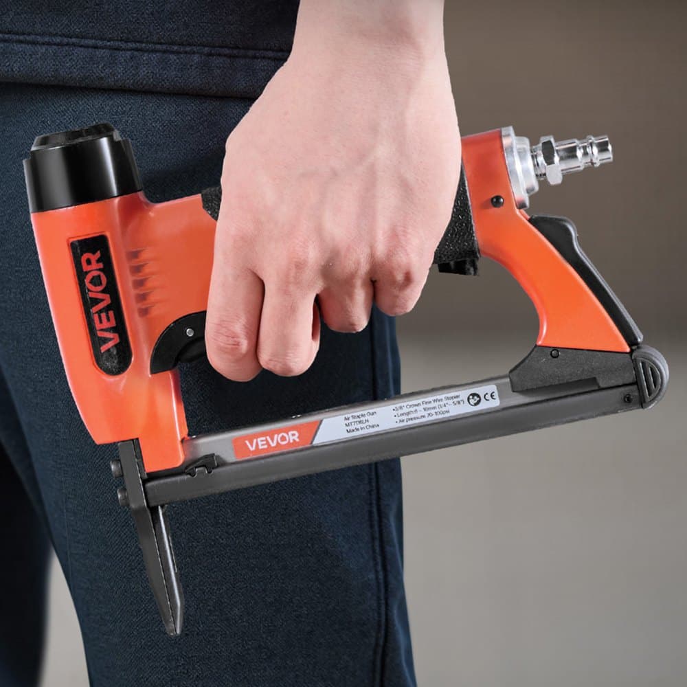 Pneumatická zošívačka, 22 Gauge s dlhým nosom na čalúnenie pre jemné drôtené sponky série 71, korunka 9,5 mm, dĺžka 6 mm – 16 mm, maximálne 180 ks plnenia, vzduchová zošívačka na čalúnenie, prácu s drevom, domáci kutil